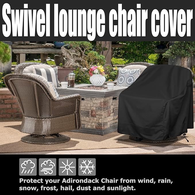 Outdoor Swivel Lounge Chair Cover, Heavy Duty Waterproof Patio Furniture Cover - Image 5