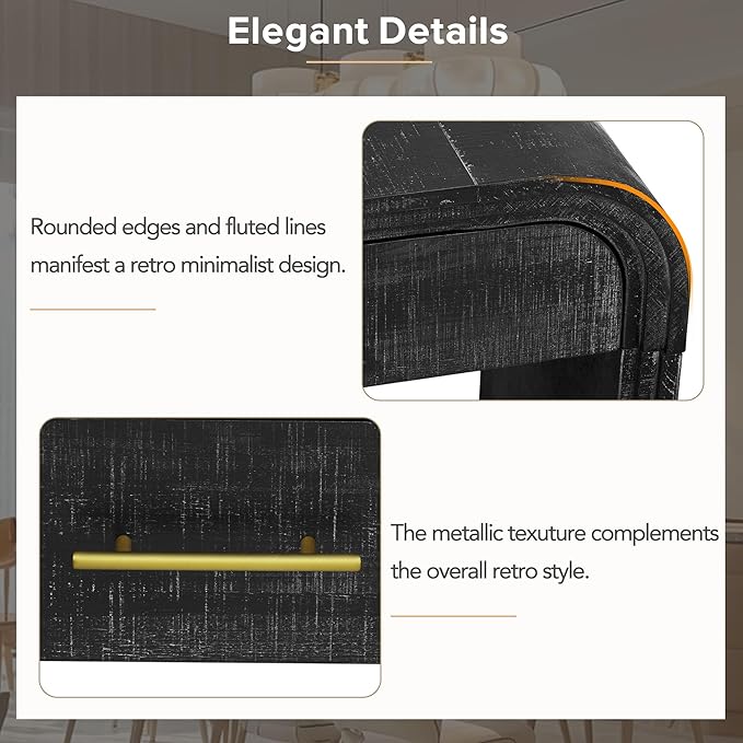 Console Table with 2 Top Drawers, Unique Retro Silhouette Console Table with - Image 8