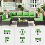 CHABATREE 7pcs Outdoor Patio Furniture Sets, Rattan Conversation Sectional Set - Image 6