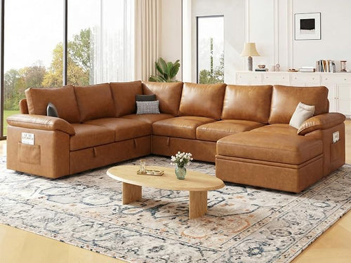 108 Inch Faux Leather Modular Sectional Sofa - Image 2