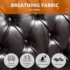 LEVNARY Mid-Century Modern Leather Couch, Chesterfield Sofa Sleeper Settee - Image 5