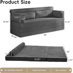 5-in-1 Convertible Sofa Bed, Corduroy Futon Couch Sleeper - Image 2