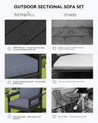 SERWALL HDPE Patio Conversation Set, 6-piece Sectional Outdoor Furniture Set - Image 6