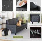 STHOUYN Black Faux Leather 3 Seater Sofa and Accent Chair, Modern Comfy Office - Image 3