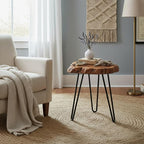 WELLAND Unique Shape Date Tree End Table Live Edge Side Table Plant Stand - Image 3
