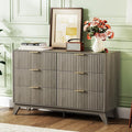 VINGLI Fluted Grey Dresser 6 Drawer Gray Dresser by VINGLI