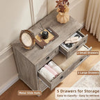 Joaxswe Farmhouse 5 Drawer Dresser - Image 7