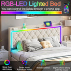 Modern Multi-Color LED Light Queen Bed Frame - Image 8