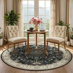 RELEANY Area Rugs Round 5ft Washable Non-Slip, Floral Vintage Distress Print - Image 2