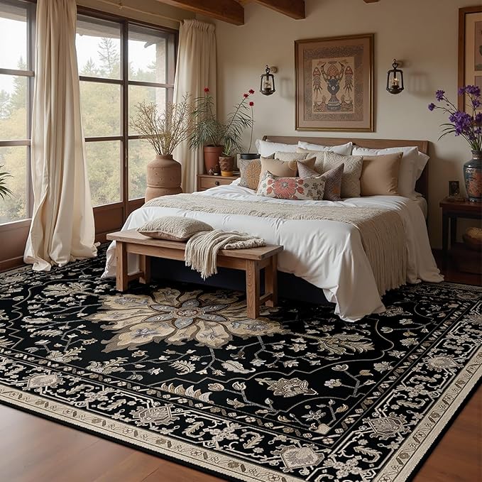 RELEANY Area Rugs 5'x8' Washable Non-Slip, Floral Vintage Distress Print - Image 7