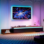 Extendable TV Stand with LED Lights, Modern TV Console with 3 Drawers, Wooden - Image 7