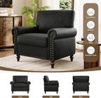 Nailhead Trim Accent Chairs Set of 2, Faux Leahter Mid Century Modern Living - Image 8