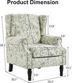 Pia Ricco Set of 2 Floral Accent Chairs, High Back Upholstered Armchairs - Image 2