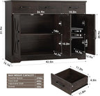 HOSTACK Modern Farmhouse Buffet Sideboard Cabinet, Barn Doors Storage Cabinet - Image 3