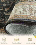RELEANY Area Rugs 3'x5' Washable Non-Slip, Floral Vintage Distress Print - Image 3