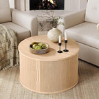 LINSY HOME Round Coffee Table, 31.5" Drum Coffee Table - Image 4