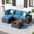 Jing's Villa 5-Piece Patio Furniture Set, All-Weather Outdoor Wicker Sectional by JingsVillaOutdoorFurniture