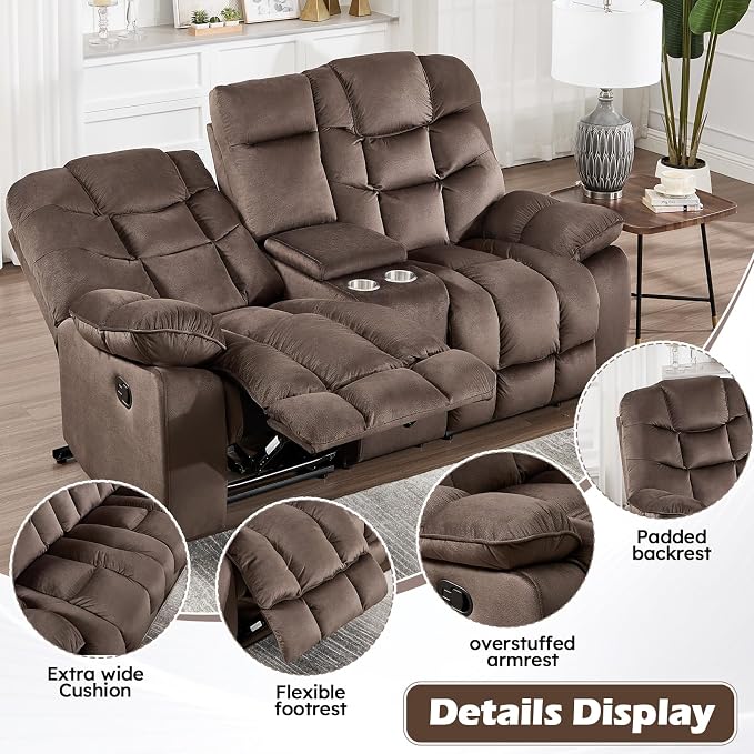 HAOMARKETS Manual Reclining Loveseat Sofa - Image 4