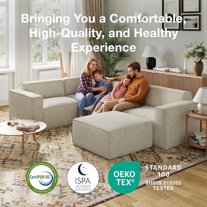 Novilla 84.3" Modular Sectional Sofa, No Assembly Cloud Sectional Couch - Image 12