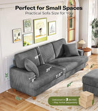 Kidirect 87in Corduroy Couch, Sofa No Tool Assembly, Comfy Couches - Image 2