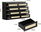 47 Inch Rattan 8 Drawer Dresser, Modern Farmhouse Chest of Drawers, Tv Stand - Image 2