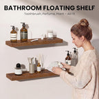 Fun Memories Floating Shelves for Wall, 9.3 Inch Set of 4 Rustic Wood Wall - Image 3