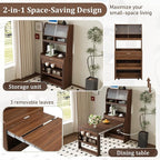 Kitchen Storage Cabinet with Hutch and Extendable Dining Table, 33.5" - Image 4