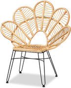 bali & pari Garan Modern Bohemian Natural Rattan and Black Metal Accent Chair - Image 4