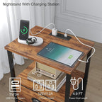 Sthmec Rustic Brown Industrial Nightstand Set of 2, Bedside Table - Image 4