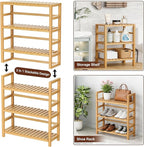 VASMIA 6-Tier Bamboo Shelf, Bamboo Storage Shelving Unit, Tall Bookcase - Image 6