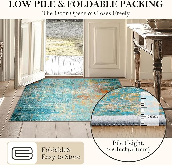RELEANY Washable Area Rugs 2'x3' Non-Slip Modern Abstract Soft - Image 5