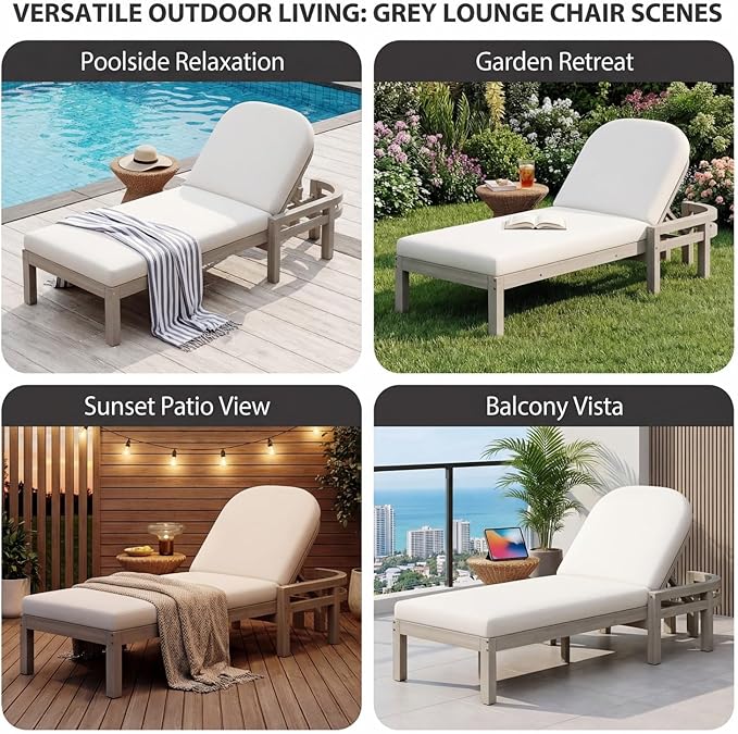 Outdoor Chaise Lounge Chair Set of 3, Patio Chaise Lounge Recliner - Image 4