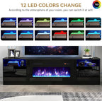 oneinmil 80” TV Stand with 36” Electric Fireplace, Large Modern Media - Image 3