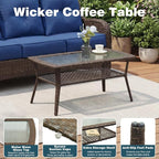 Patio Furniture Set, High Back Rattan Sofa, Weather Resistant Olefin Fabric - Image 5