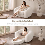 SICOTAS 49.9" Curved Convertible Sofa Couch Bed - Image 3