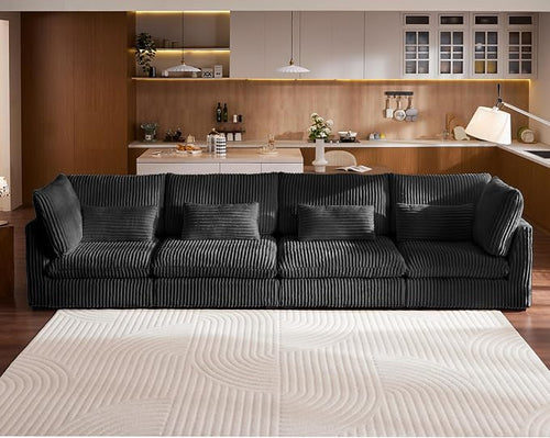 154" Oversized Corduroy Couch Modular Sectional Sofa, Washable Cloud Couch by CHICHOUSE