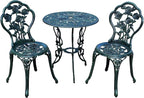 Oakland Living Cast Aluminum Conversation Set Metal Antique Green 3 Piece Patio by Oakland+Living