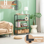 HCHQHS Bookshelf, 4-Tier Industrial Bookcase, Rustic Open Book Shelf, - Image 6