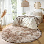 Amdrebio Tie-Dyed Beige Tan Round Circle Area Rug 5Ft - Image 5