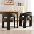 Modern Sherpa Dining Chairs Set of 2, Upholstered Barrel Chairs - Image 7
