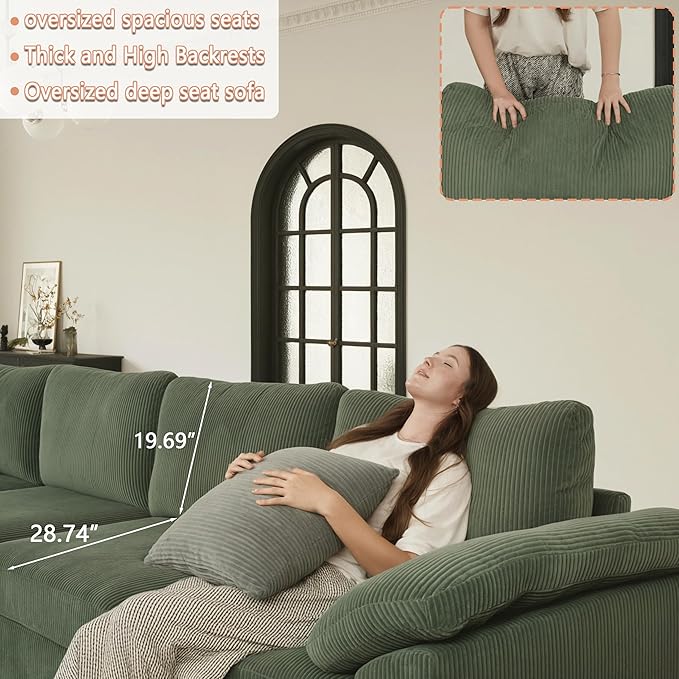 EASE MOOSE Comfty 2 Seat Couch, FSC Certified Modern Deep Seat Sectional Modular - Image 6