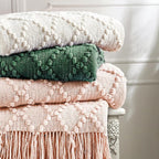 BOURINA Green Throw Blanket 50 x70 Inches Jacquard Argyle Throw Textured Solid - Image 6