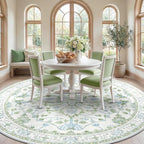 RELEANY Area Rugs Round 8ft Washable Non-Slip, Floral Vintage Distress Print - Image 2