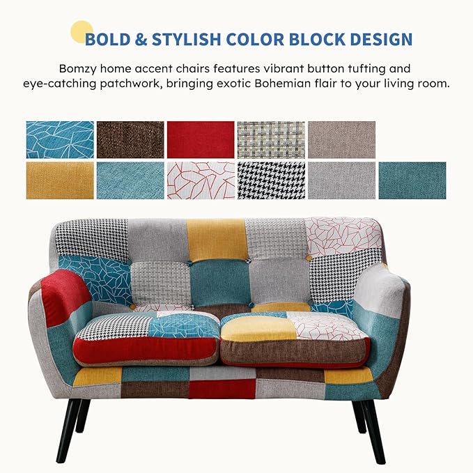 Bonzy Home Modern Colorful 3 Piece Coroful Fabric Sofa Set, Included Accent - Image 6