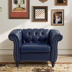 LEVNARY Chesterfield Armchair, Tufted Leather Accent Chair, Mid-Century Modern by LEVNARY