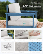 SERWALL 4 Pieces HDPE Outdoor Sofa Set - Image 5