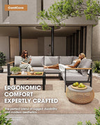 Aluminum Outdoor Patio Furniture 3 Seats, All-Weather Outdoor Patio Sofa - Image 2