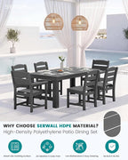 SERWALL Outdoor Dining Table Set, 67‘’ HDPE Patio Dining Set - Image 2