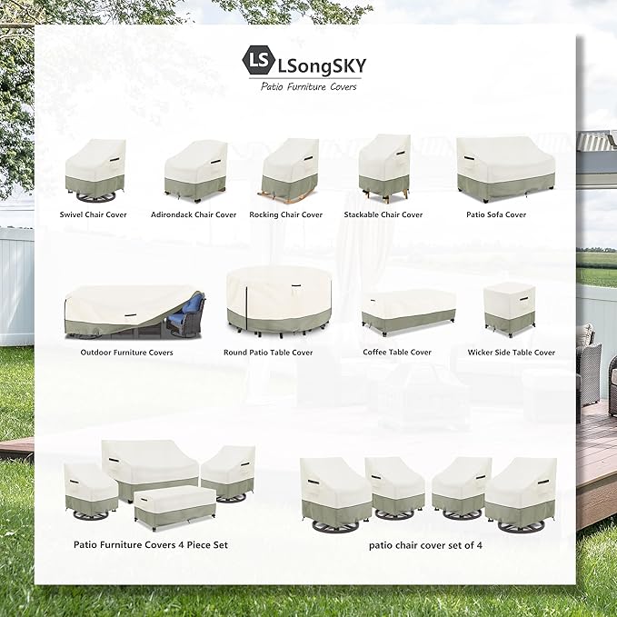 Patio Furniture Covers 4 Piece Set, 600d Heavy Duty Outdoor Furniture Covers - Image 4