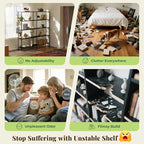 Huuger 6 Tier Bookshelf, L Shaped Corner Bookshelf - Image 5